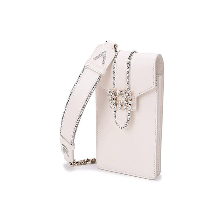 Roger Vivier Брошь Vivier Серия Версаль Алмазная пряжка Кожаная мобильная сумка через плечо Женская сумка через плечо Кремовый RAWAVFO0300MU5C019