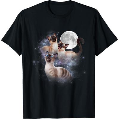 Забавная кошка три сиамских воющих на луну 3 котенка футболка для мужчин женщин