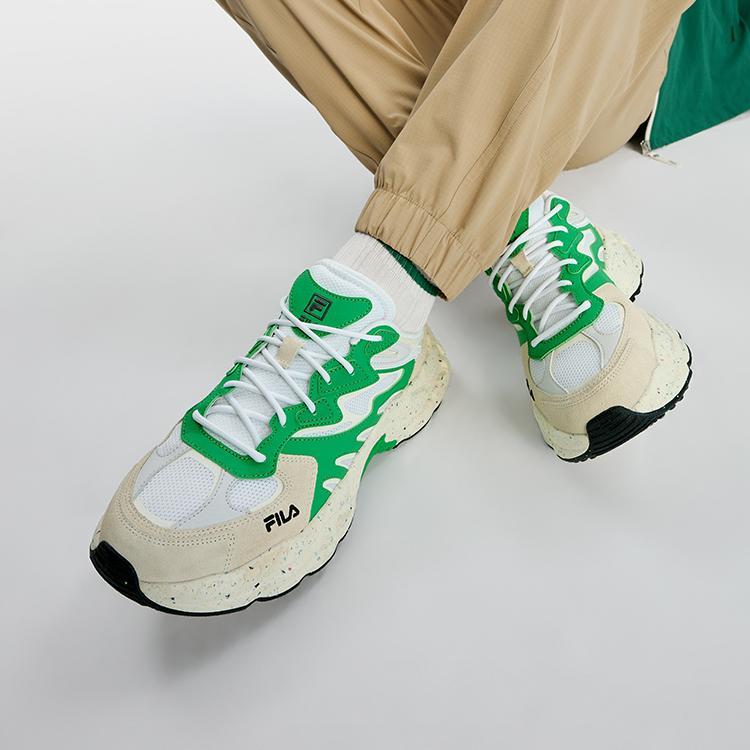 Fila Серия Fern Обувь из травы Fern Сетчатая ткань Синтетическая кожа Повседневная Универсальная Низкие кроссовки Папины кроссовки Мужские кроссовки FILA-Белый F12M331101FWK