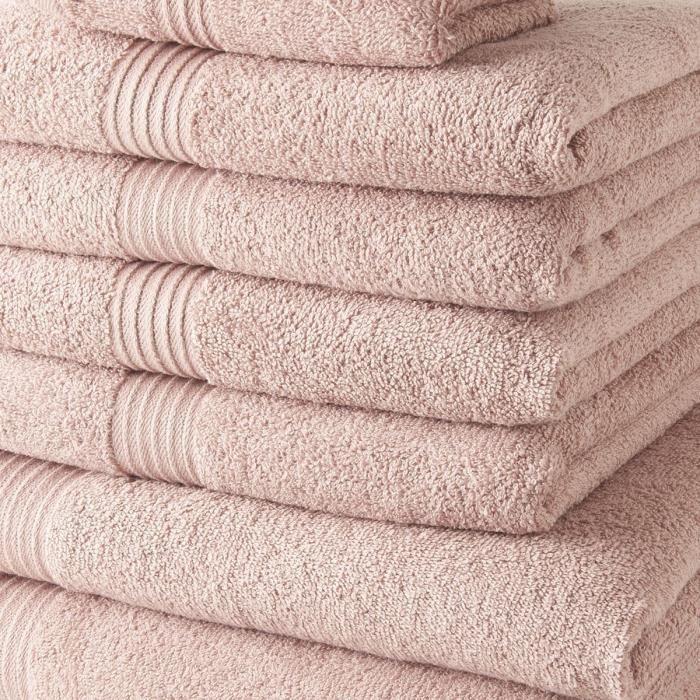 Set of 10 TODAY Bath Towels Including 4 30x50 Towels + 4 50x90 Towels + 2 70x130 Cm Bath Sheets 100% Cotton - Pink
