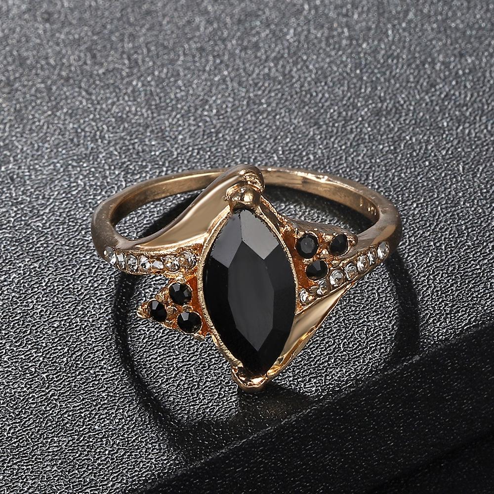 Женские элегантные модные черные ромбические стразы для свадебной вечеринки, размер ювелирных изделий 6-10