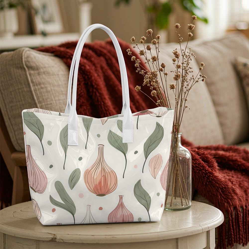 Aesthetic Floral Print Tote Bag Casual Lightweight Daily Carry Bag for Women Fashionable Comfortable Shoulder Purse