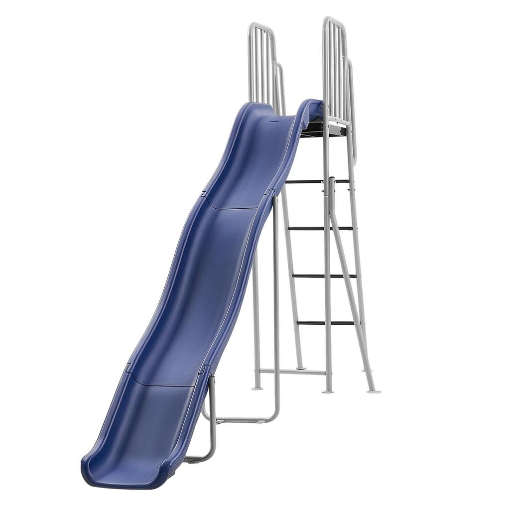 Water Slide, Big 305cm Outdoor Waterslide for Kids, Free Standing Pool Slide with Built in Adjustable Sprinkler and Climbing Ladder, Metal Plastic