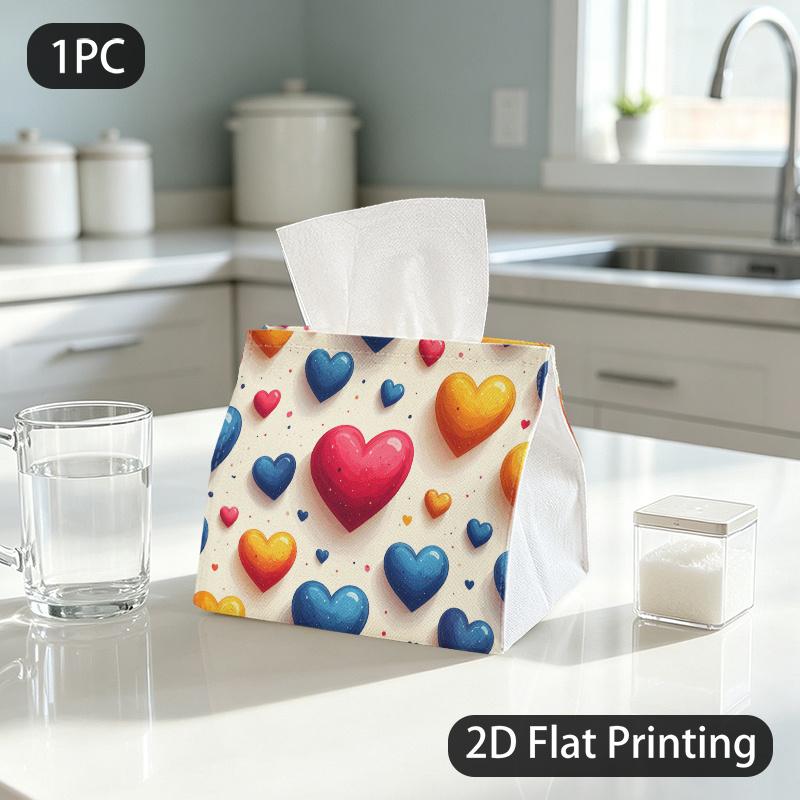 1pc Portable Glossy Tissue Box with Colorful Hearts Suitable for Outdoor Use, Tissue Holder, Compact Tissue Pouch, Picnic, Travel, Parties - Decorativ