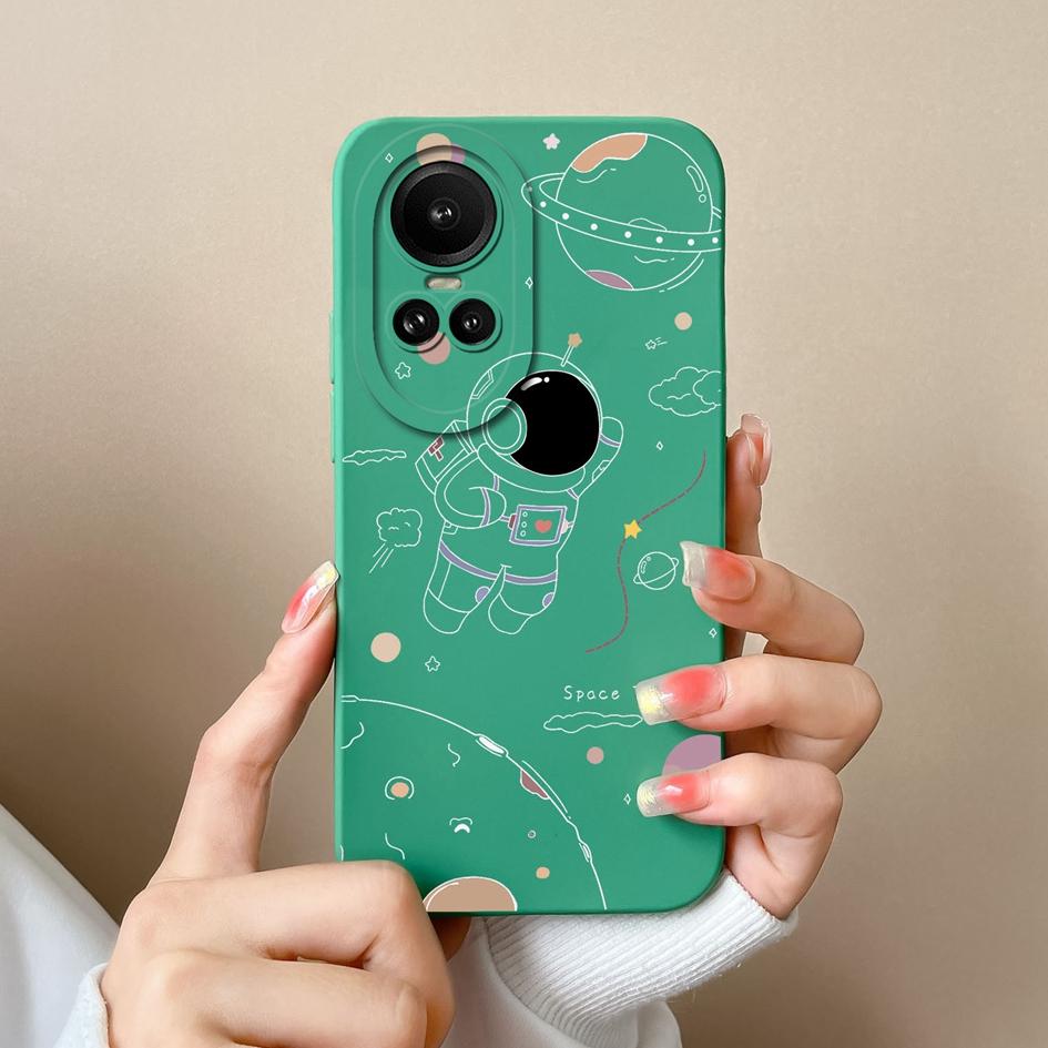 Для Oppo Reno 2 3 4 5 6 7 8 10 Pro 5G Reno 7 8 Lite Чехол Астронавт Мужская женская сумка для телефона Мягкий силиконовый чехол Квадратный матовый противоударный бампер для Oppo Reno