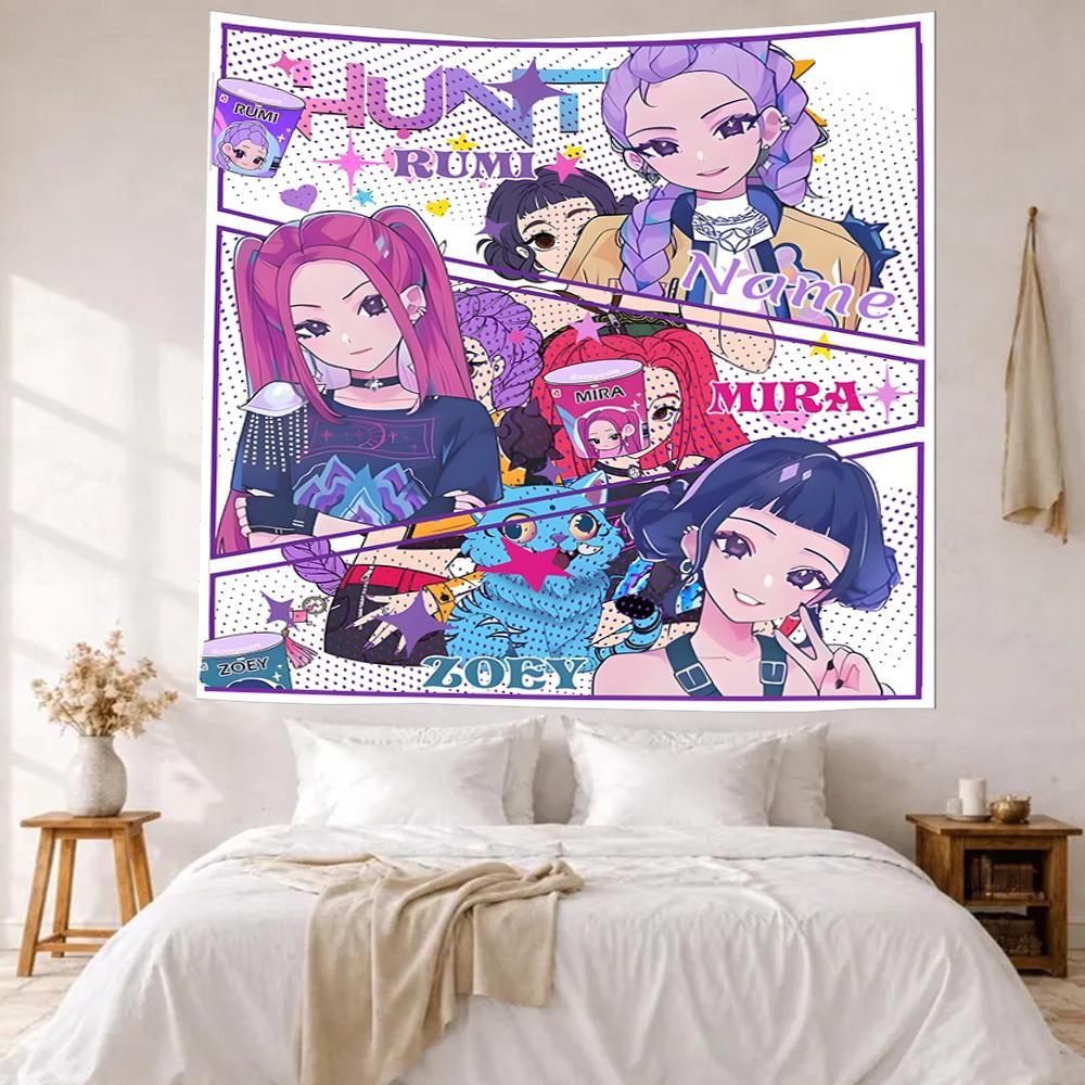 Kpop Demon Hunters Custom Your Name Wall Decor Tapestry Art For Pet Memorial Birthdaywedding Party Backdrop Family Gift