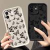 Black Butterflies Pattern Phone Case For iPhone 16 Pro Max 16e 15 14 13 12 11 XR XS 8 7 ShockProof Soft Silicone Case Cover