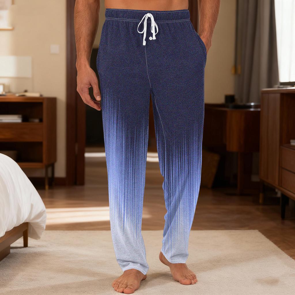 Men's Plain Knit Solid Pocket Casual Pants Home Pajama Pants