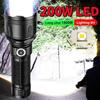 Powerful 200W LED Torch High Lumen 200000LM Flashlight Zoomable Lamp Waterproof Light Portable Flash Light 5 Modes Lantern