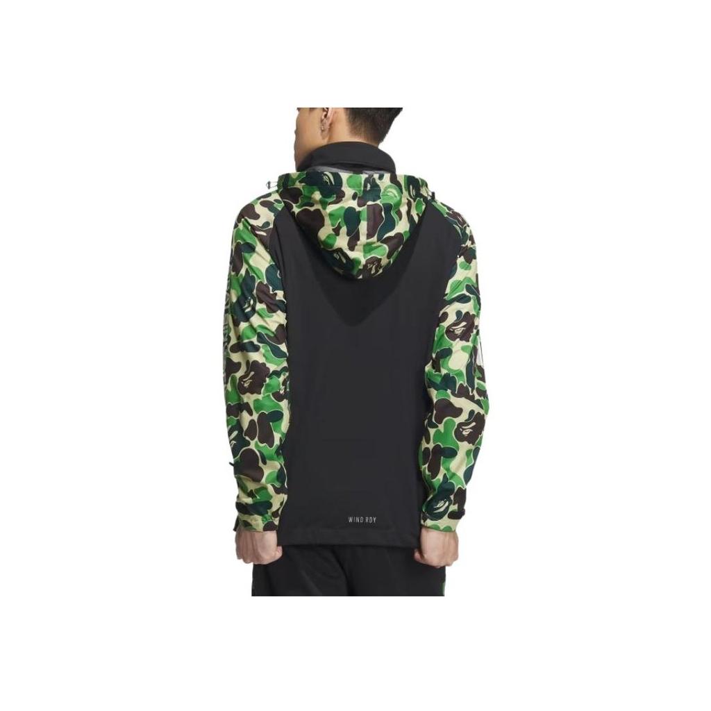Adidas X Bape Black FW23 Камуфляжная лоскутная ветровка с капюшоном Мужская верхняя одежда IQ3679