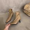 Короткие сапоги на высоком каблуке женские сотни узких сапог остроносые белые короткие сапоги на тонком каблуке