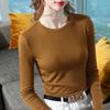 Modal T-shirt Women's Spring and Autumn New Round Neck Thin Long-sleeved Bottoming Shirt Solid Color Elastic Inner Top