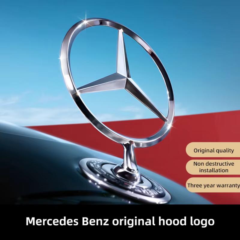 Car Sticker 1Pcs 44mm 3D Zinc Alloy Car Front Hood Emblem Bonnet Label Badge for Mercedes Benz W204 W210 W220 W212 C180 C200 Car