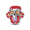Copper Halloween Red Flower Skull Beads Jewellery Fit Original Bracelet Necklace For Women Diy Gift