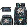 One Piece themed printed backpack + shoulder bag + pencil case three-piece student backpack set 0083 KTB