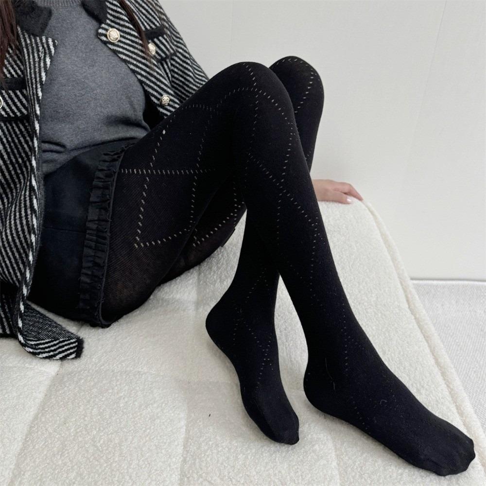 Fashionable Jacquard Knitted Stockings High-elastic Basic Pantyhose Thermal Leggings Daily Wear