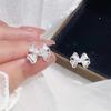 Korean Version of Lace Pearl Bow Earrings for Women with Fresh Temperament High-end Niche Earrings