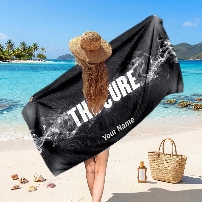 The Cure Customized Name Text Beach Towel, Soft Absorbent Towel Beach Pool Travel Personal Gift