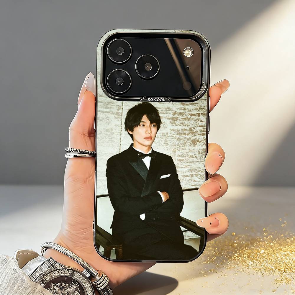 Стильная Звезда S-Sota F-Fukushi Актер Чехол для Телефона Для iPhone17 16 15 14 13 12 Pro Max Серый Черный Матовый Лазерный Металлик Аврора Funda