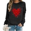 Женская толстовка с капюшоном на День святого Валентина, женская толстовка с принтом в виде сердца, круглый вырез, длинный рукав, свободный пуловер, топы