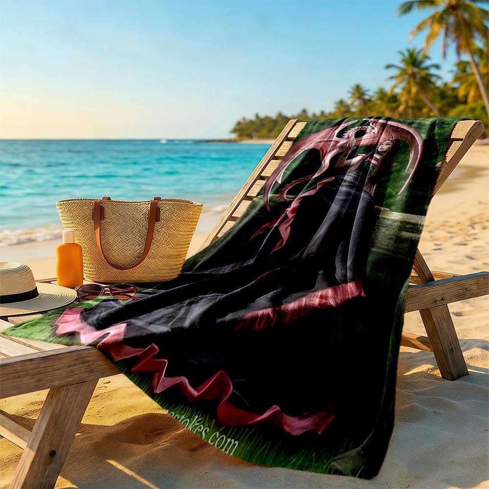 Gothic Style Beach Towel Quick-Dry Soft Microfiber Comfortable Lightweight Perfect for Traveling Yoga Camping and Swimming