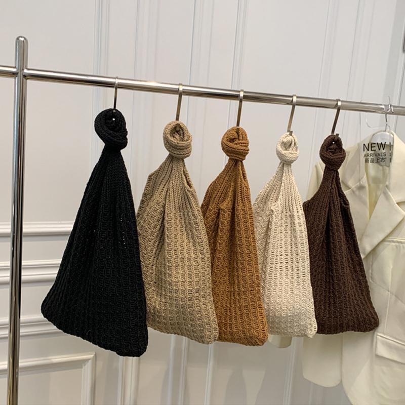 Пляжные сумки Женская сумка через плечо Вязаная крючком сумка Дизайнерская вязаная сумка-шоппер с полой ручкой сверху