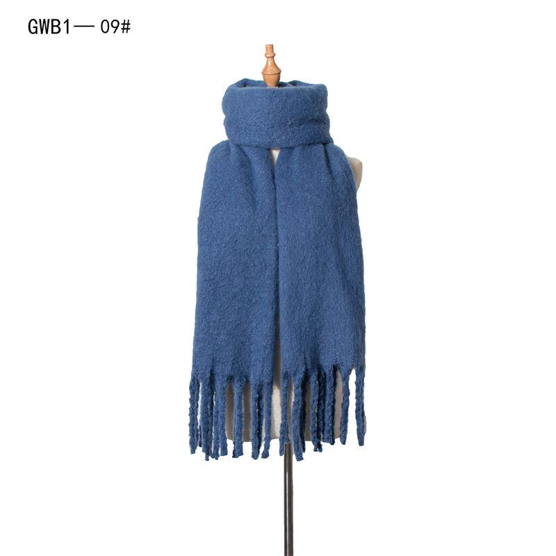 Thickened Men's Solid Color Thick Tassel Warm Circle Sand Scarf Women's Shawl Keep