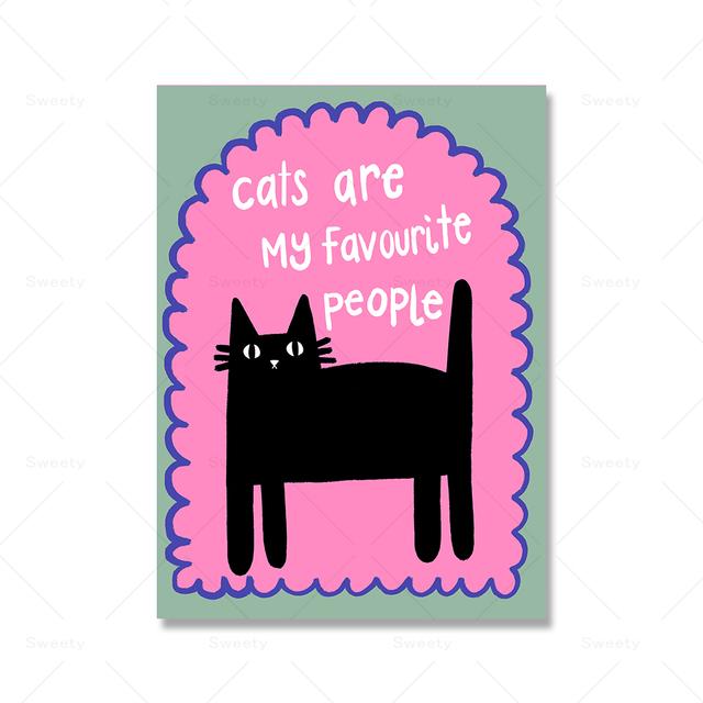 Кошки — мои любимые люди, ссылаясь на напечатанные красочные плакаты с розами, картины на холсте в скандинавской детской комнате, интересные фотографии для украшения дома с домашними животными.