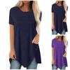 Womens Summer Tops Short Sleeve Blouses Casual Tunic Shirts V Neck Solid Color Button Side Tops