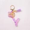 Able Purple Letter Keychain Sequin Butterfly Tassel Pendant Keychain Exquisite Backpack Decoration Accessories Gifts
