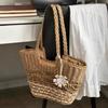 JIAERDI Sweet Khaki Straw Woven Handbag Women Large Capacity Hollow Out Shoulder Bags Ladies Travel Beach Vacation Tote Bag 2025