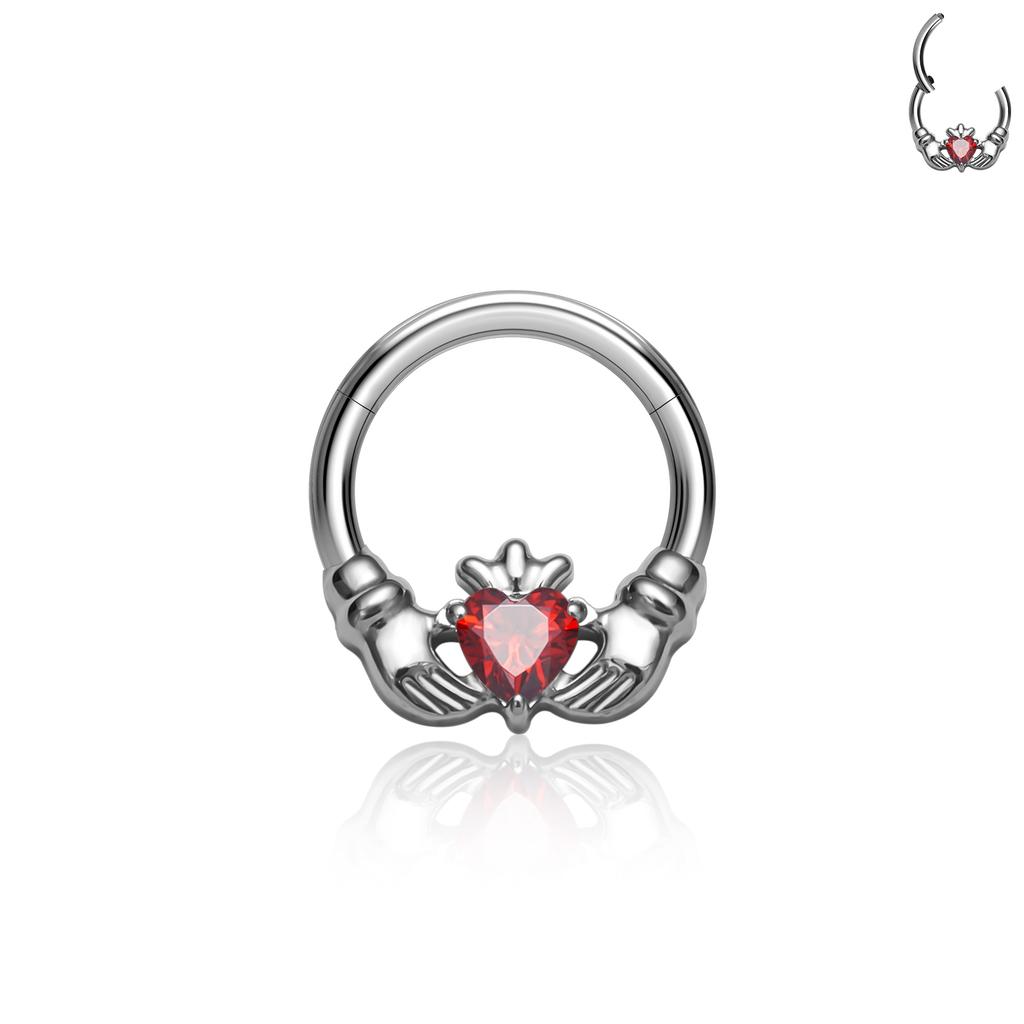 JCJEWELRY Титановые украшения для пирсинга тела Модные сегментные кольца для носа с шарниром Серьги с цирконами для женщин Пирсинг хряща козелка