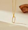 Silver Double Empty square Buckle Zircon Necklace Exquisite Geometric 18k Gold-plated Charm Necklace for Women Gifts Jewelry