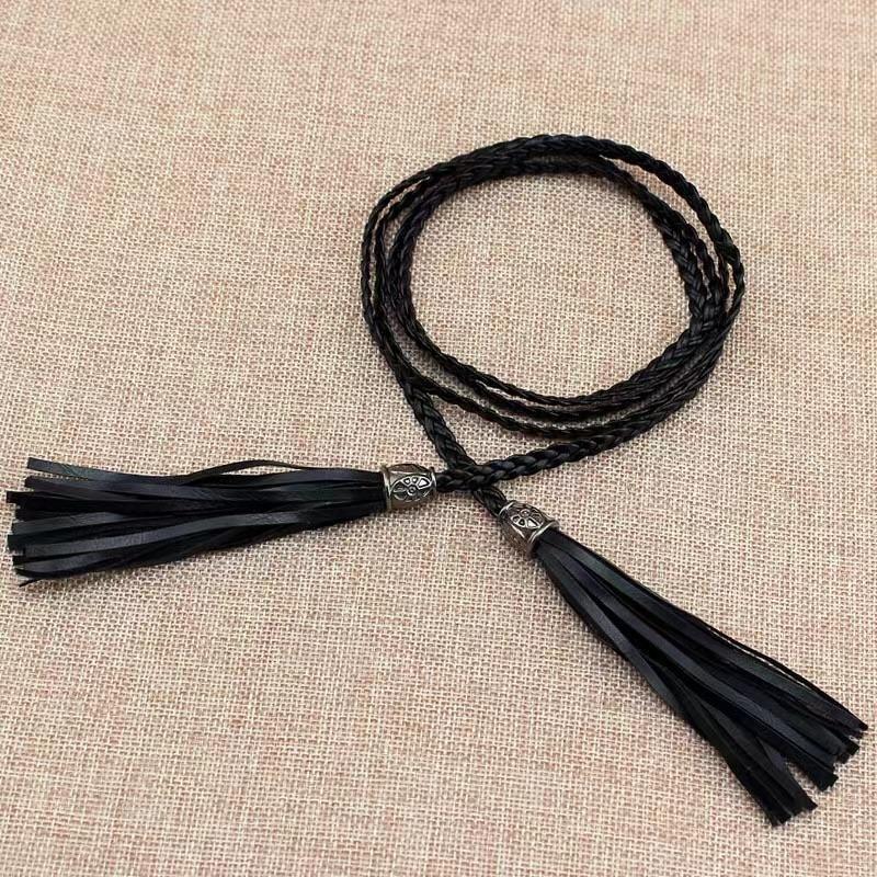 Женский кожаный ремень с кисточками для девочек, универсальный пояс для платья