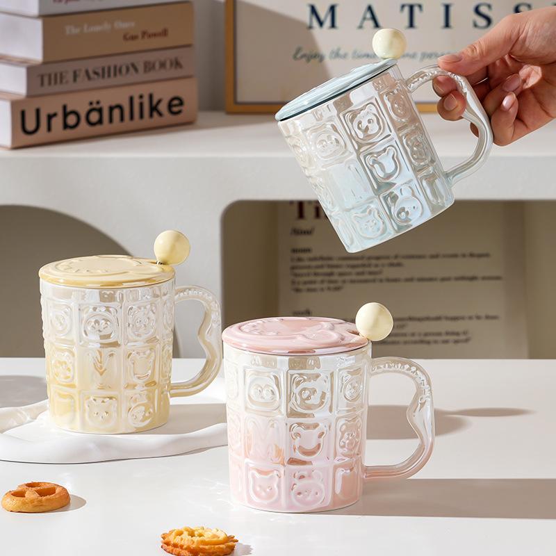 Ветряная керамическая чашка с крышкой Высокая ценность Дом Офис Пара Чашка для воды Подарочная коробка Подарок Высокий смысл