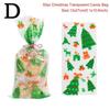 50pcs Santa Claus Christmas Tree Elk PVC Bags Transparent Clear Gift Bag for Christmas Gift Baking Candy Cookie Packaging Bags