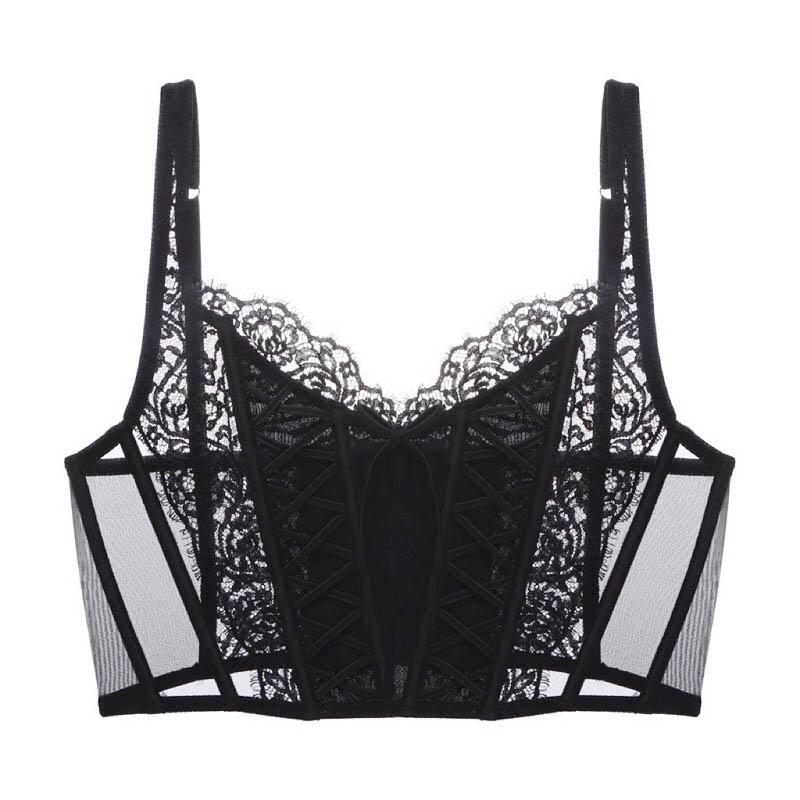 Сексуальный кружевной бюстгальтер для женщин, жилет без косточек, нижнее белье, сладкий женский свадебный бюстгальтер без косточек, французский корсет, бюстгальтеры, нижнее белье с вышивкой