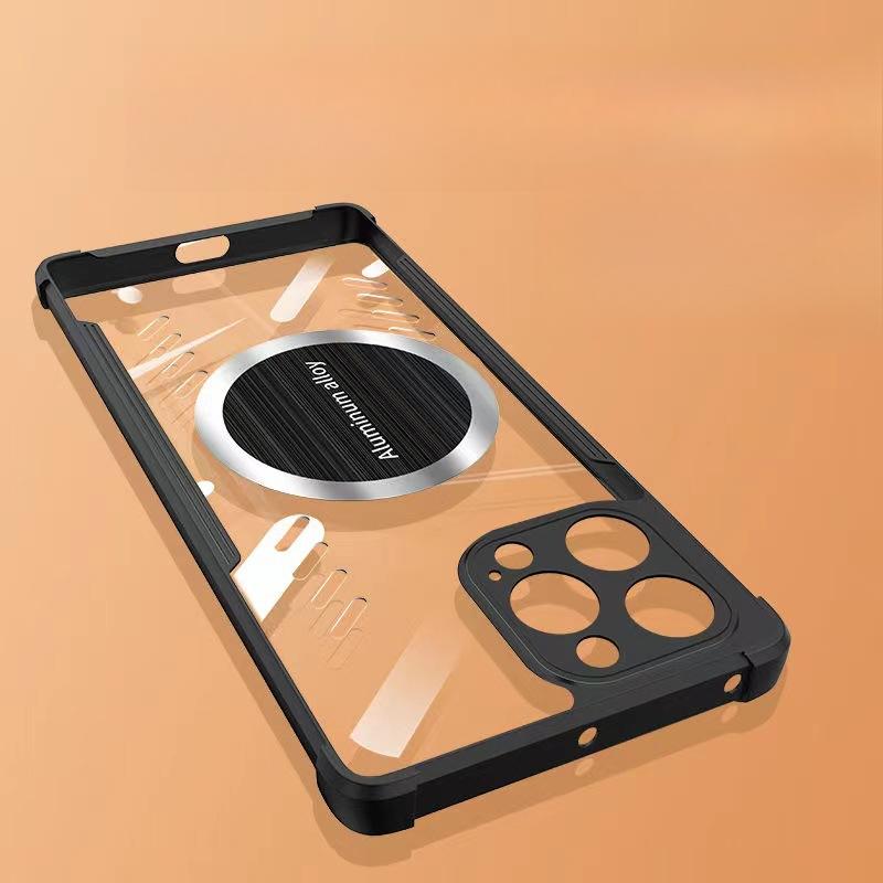 Подходящий для IPhone16 Прозрачный Чехол для Телефона с Теплоотводом, Apple 15proMax Магнитная Зарядка 14 Угловой Противоударный Защитный Чехол