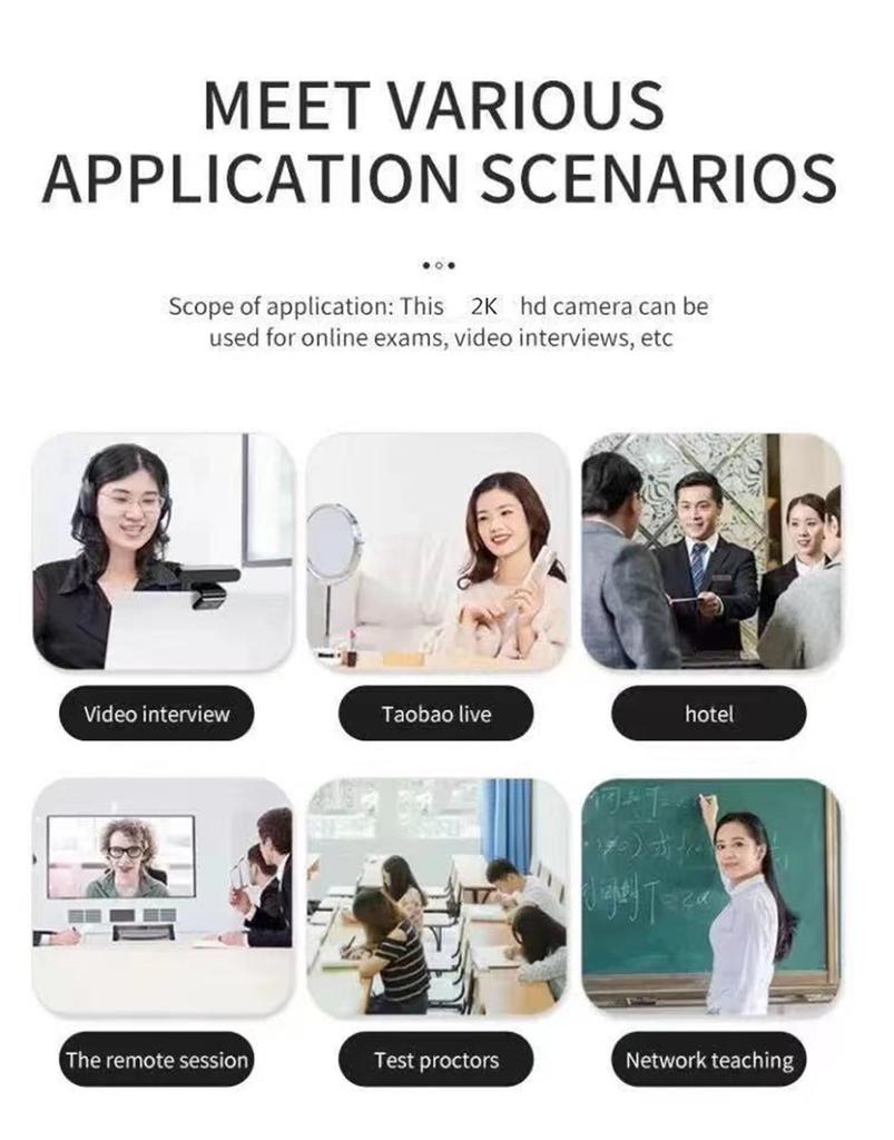 2K Webcam With Mic & Fill Light For Laptop/Pc/Youtube