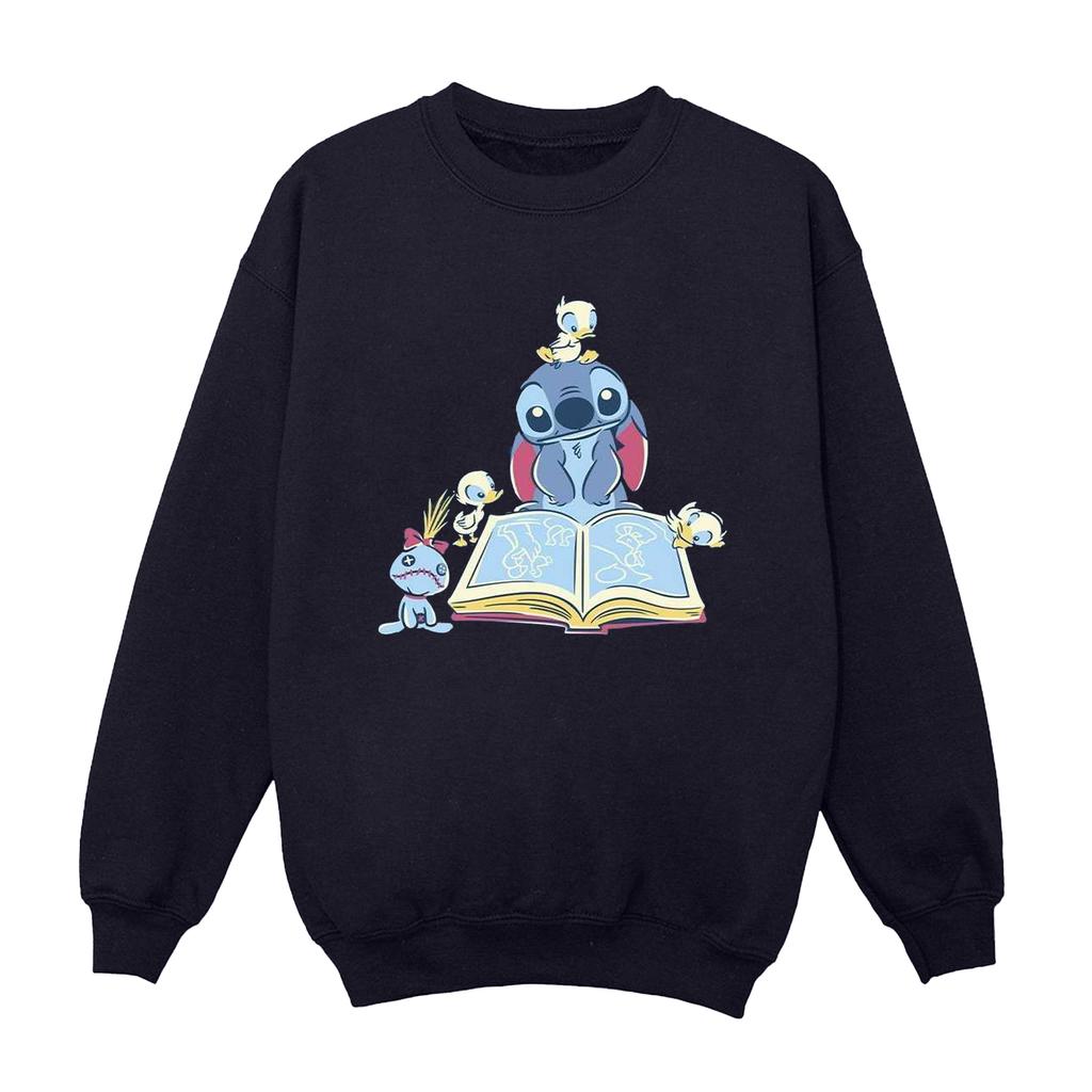 Disney Mens Lilo & Stitch Reading A Book Sweatshirt
