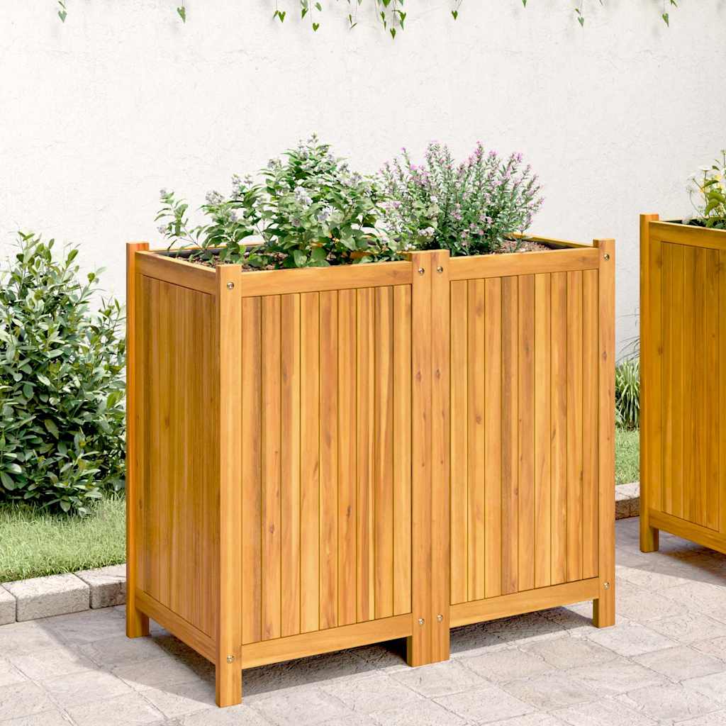 Plant Pot with Liner 84x42x75 cm Solid Acacia Wood