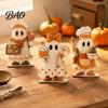 Rustic Wooden Ghost Statue 3 Pcs Vintage Tabletop Centerpiece, Chef Block Sign, Decorative Fall Crafts Freestanding Farmhouse Tiered Tray Ornament for