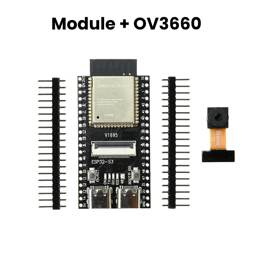 Плата разработки ESP32-S3 N16R8 CAM Модуль последовательного порта в WiFi+Bluetooth Камера OV2640/OV3660/OV5640 Двойной Type-C ESP32-S3-CAM