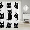 Черная кошка Шторка для душа Домашние кошки Аксессуары для ванной Котёнок Милый Хэллоуин Готический Дети Девочки Мальчики Белый Черный Водонепроницаемый Ванна
