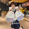 Cat Cartoon Embroidered Backpack For Girls Large Capacity Nylon School Bag With Zipper Closure For Daily Use