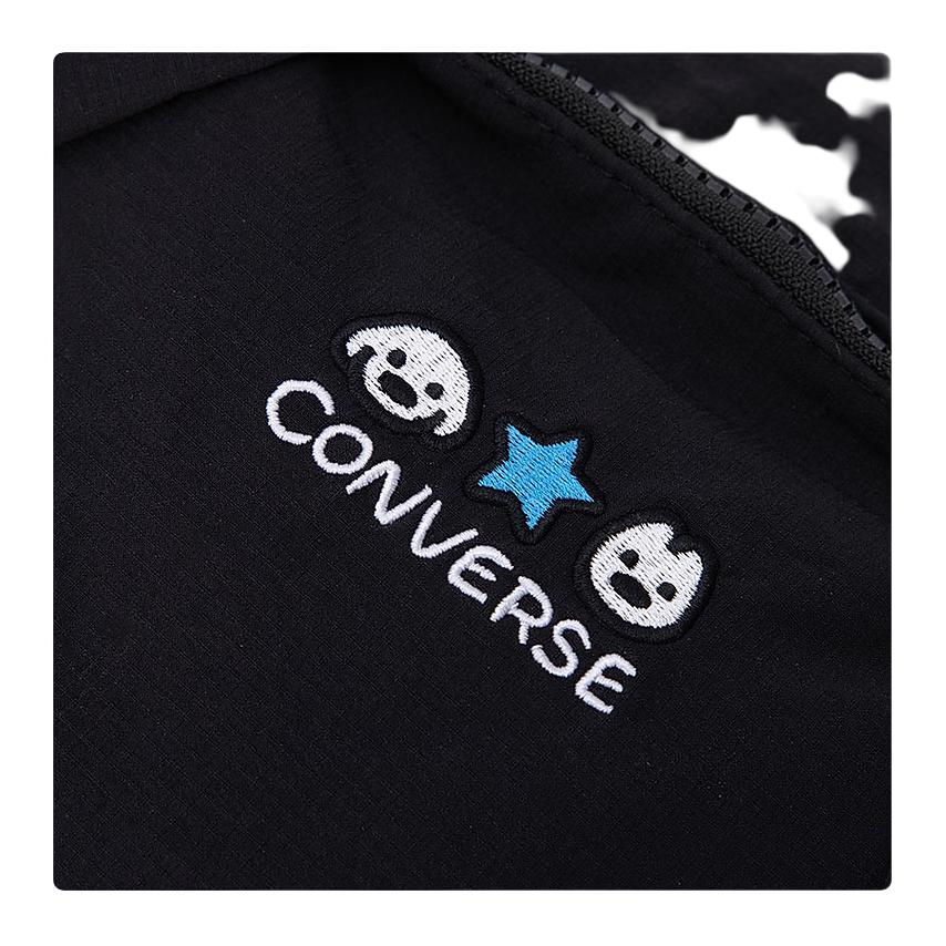 Converse Сумка через плечо на молнии с логотипом бренда, Маленькая унисекс сумка-кроссбоди, Черная UA5982-023