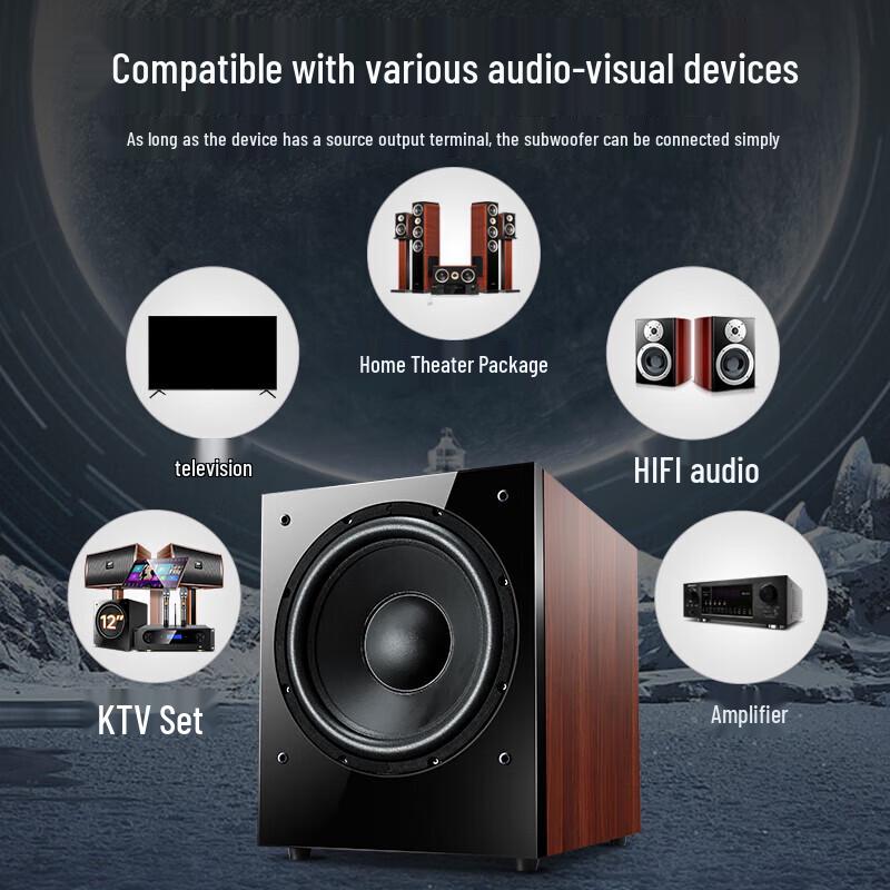 SANSUI SP4-15 12-дюймовый активный сабвуфер для домашнего кинотеатра, проводной (Китайская версия)