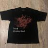 YK New Trendy Crew Neck Tee Harajuku Gothic Blood Letter Graphic Printed Oversized T Shirt Casual Loose Print Streetwear Unisex