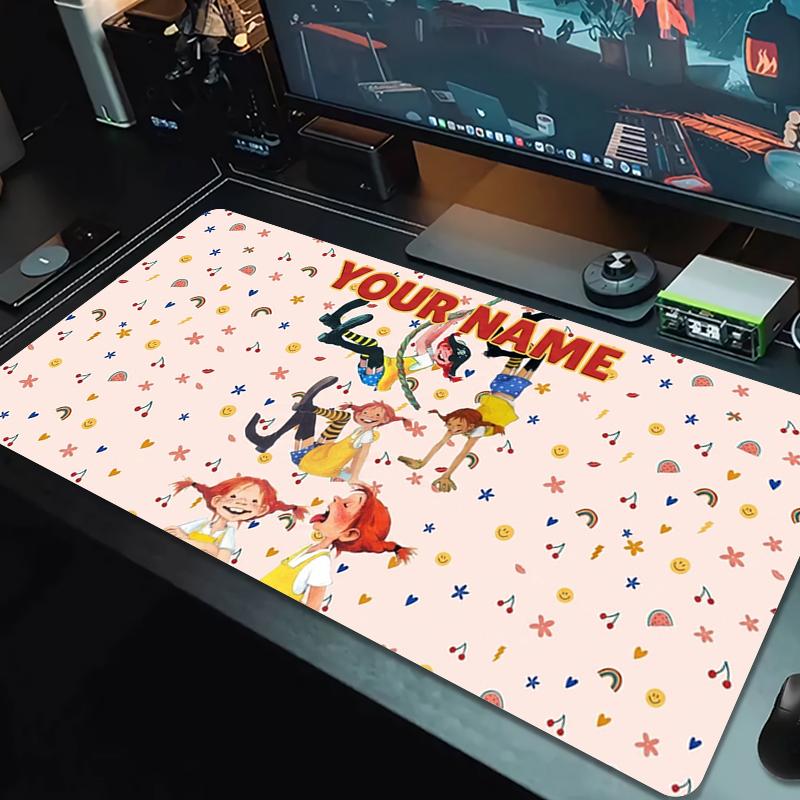 Custom Name Pippis Mouse Pad Large Gaming Table Cushion Nonslip Laptop Tablet Big Mousepad Xxl Mat Mini Pc Playmat With Lock Edge