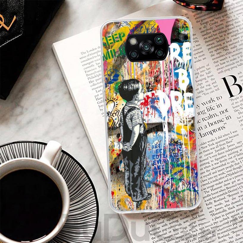 Чехол Banksy Graffiti Art для телефона Xiaomi Poco X6 X7 X5 Pro X4 Gt X3 Nfc F6 F5 F4 F3 F2 F1 M5S M4 M3 Корпус с принтом X